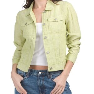 Jones New York LIME 100% Linen Jacket Cropped